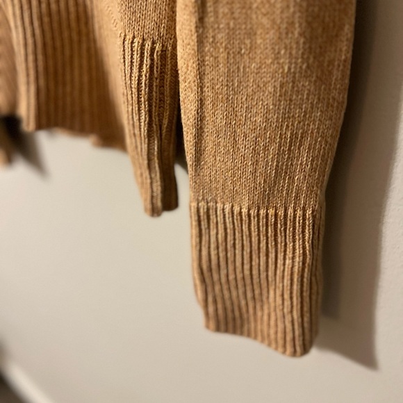 Anthropologie Moth Camel Collared Polo Sweater Large 100% Cotton - Picture 5 of 6